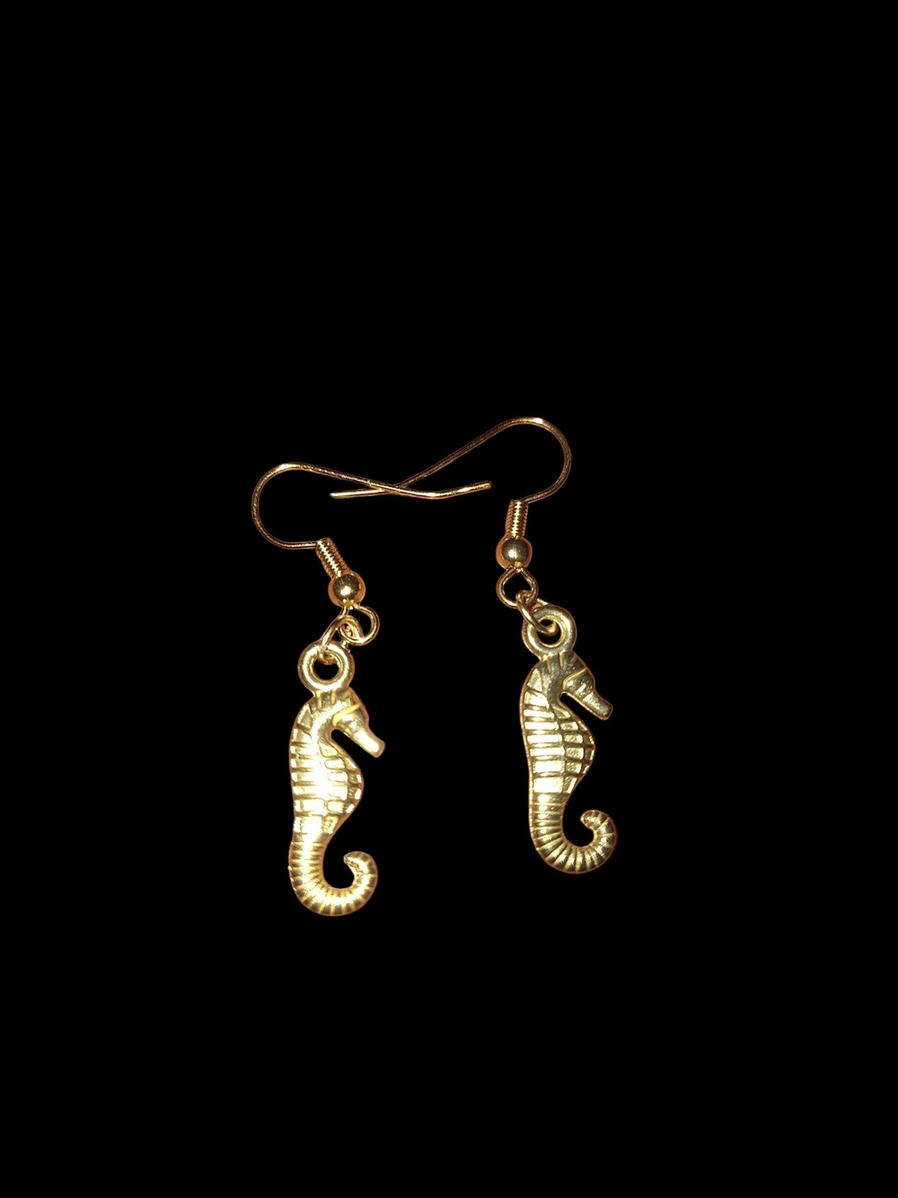 Gold Seahorse Drop Earrings